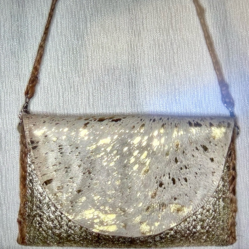 Cow Hide & Jute Clutch